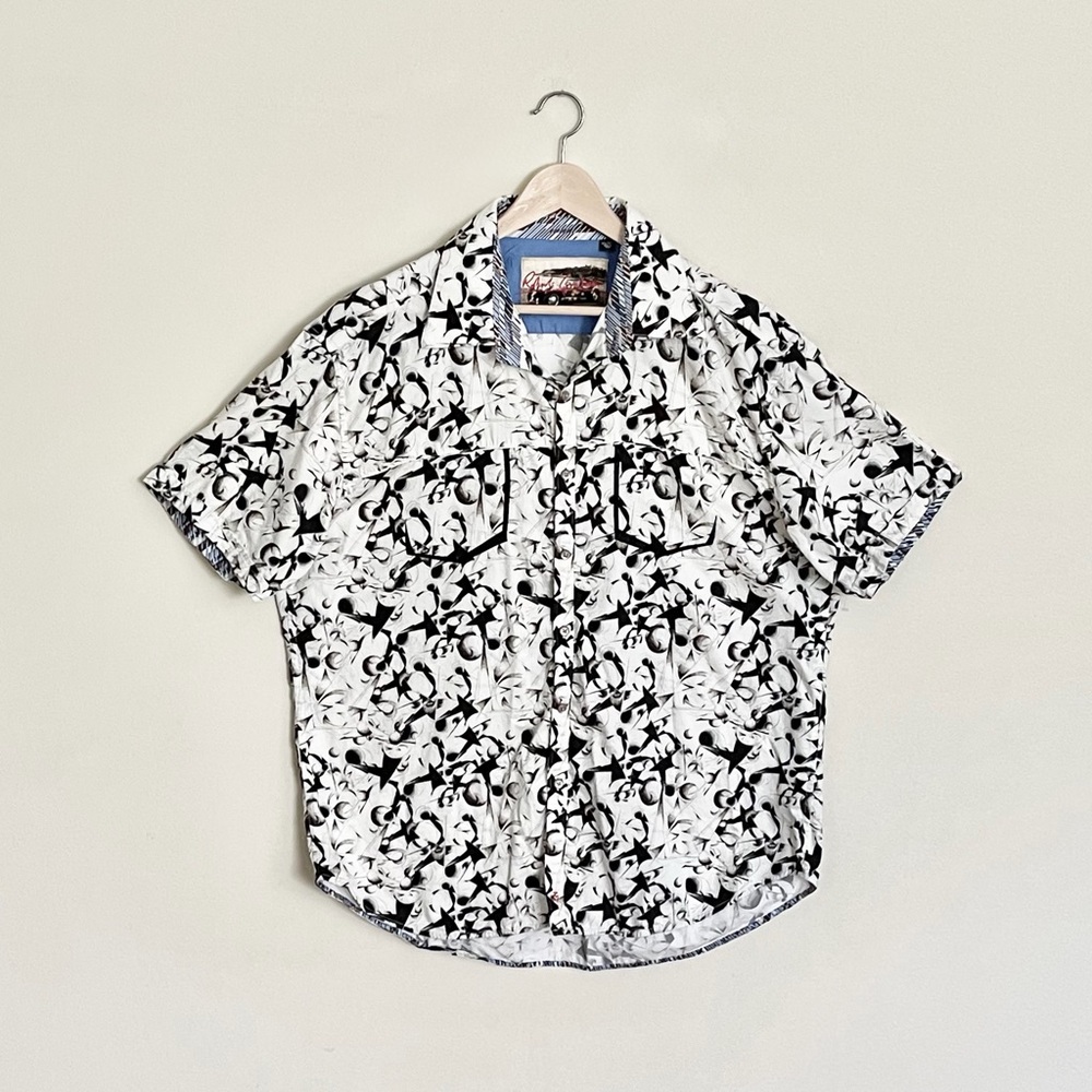 Robert Graham Abstract Sphere Pattern Black & White Button Down Shirt Men’s 3XL
